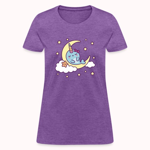 Half Moon And Stars - Cute Sleeping Narwhal Girl - Women's T-Shirt