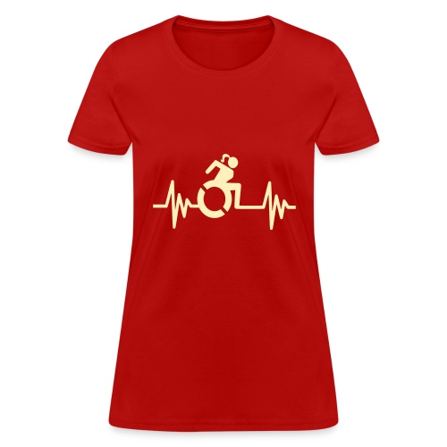 Wheelchair girl with a heartbeat. frequency # - Women's T-Shirt