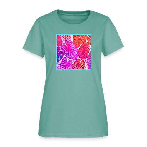 Color Burst Leaves Neon Elegance - Women's T-Shirt