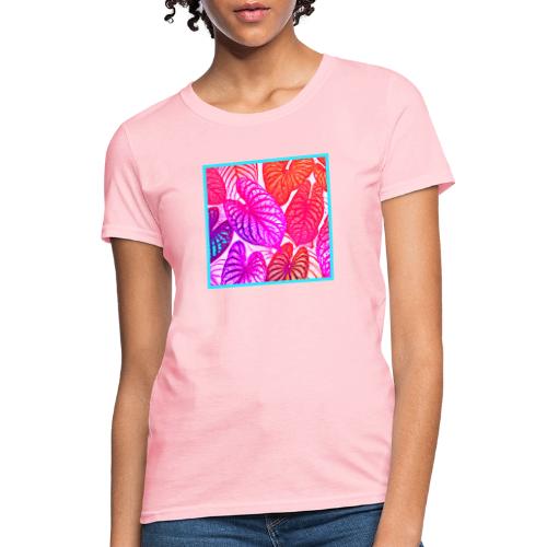 Color Burst Leaves Neon Elegance - Women's T-Shirt
