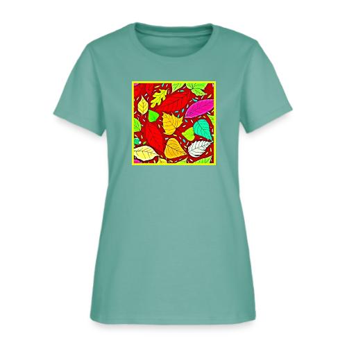 Rainbow Leaves Vibrant Pattern - Women's T-Shirt