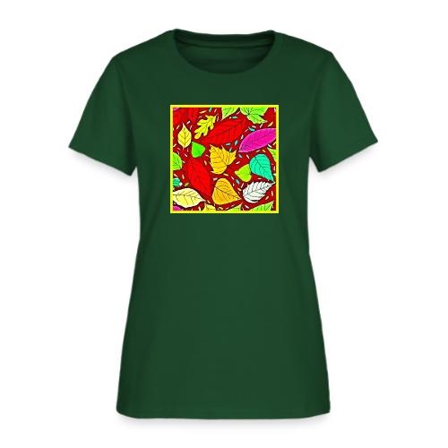 Rainbow Leaves Vibrant Pattern - Women's T-Shirt