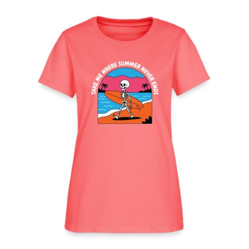 Take Me Where Summer Never Ends - Skeleton Surfer - Women's T-Shirt