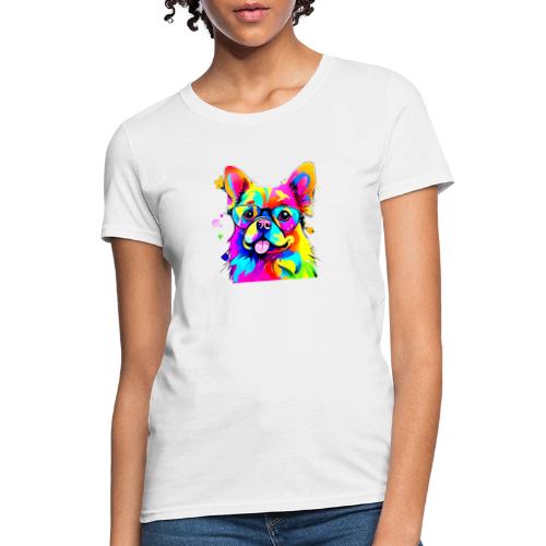 Vibrant Pup: Abstract Dog Art - Women's T-Shirt