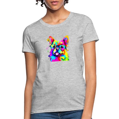 Vibrant Pup: Abstract Dog Art - Women's T-Shirt