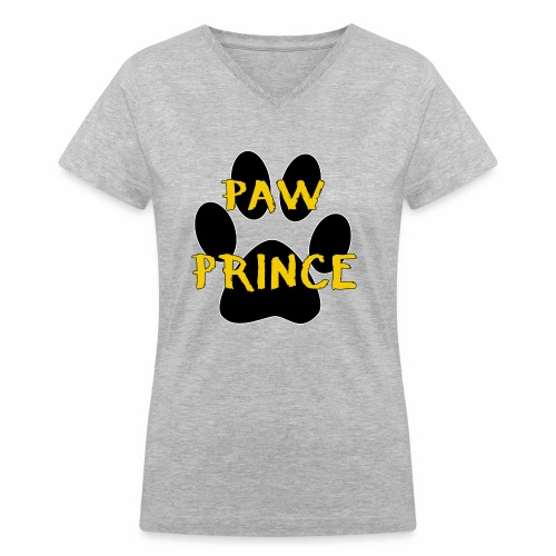 Paw Prince Funny Pet Footprint Animal Lover Pun - Women's V-Neck T-Shirt