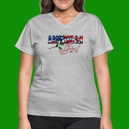 AMERICAN GIRL - Women's V-Neck T-Shirt