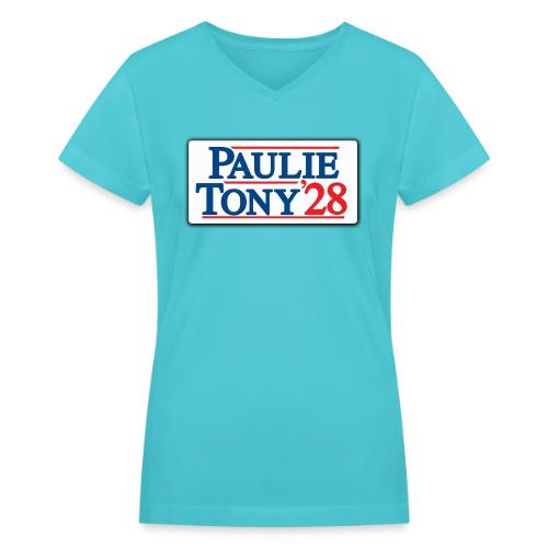 Paulie and Tony for Co-President 2028 - Women's V-Neck T-Shirt