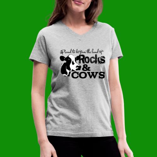 Rocks & Cows Proud - Women's V-Neck T-Shirt