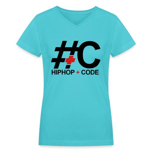 hiphopandcode-logo-2color - Women's V-Neck T-Shirt