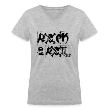 Rock and Roll - Women's V-Neck T-Shirt - gray - Front - Julia (174cm)