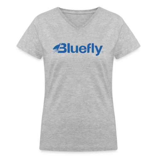 Bluefly Logotype - Blue - Women's V-Neck T-Shirt