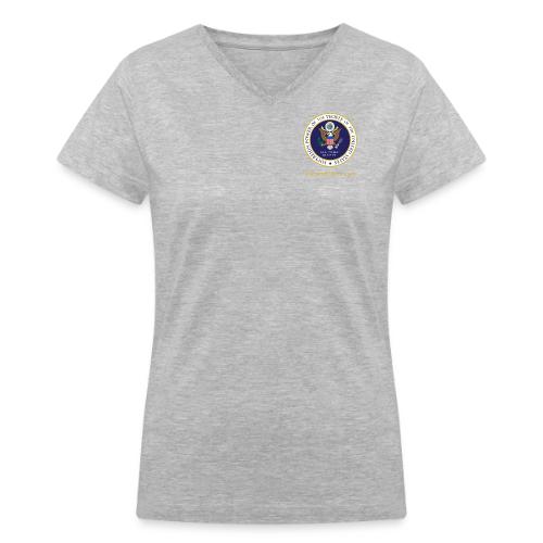 The Peoples Seal w gold url - Women's V-Neck T-Shirt