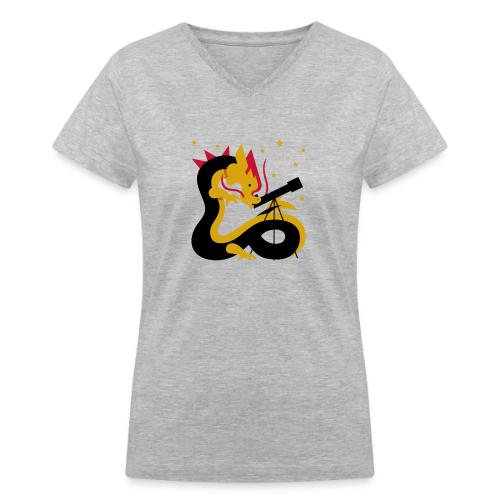Curiosity 好 奇 Dragon with CAIS Logo - Women's V-Neck T-Shirt