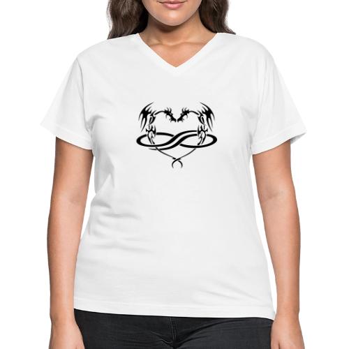 Polydragon (black) - Women's V-Neck T-Shirt