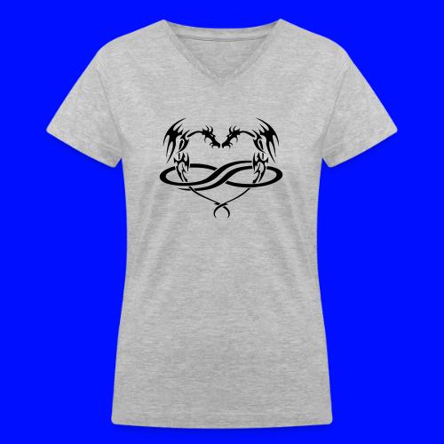 Polydragon (black) - Women's V-Neck T-Shirt