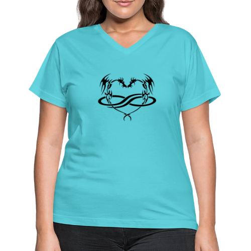 Polydragon (black) - Women's V-Neck T-Shirt