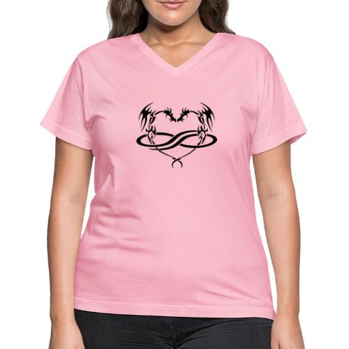 Polydragon (black) - Women's V-Neck T-Shirt