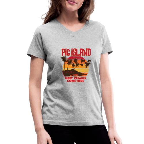 Welcome to Pig Island - Women's V-Neck T-Shirt