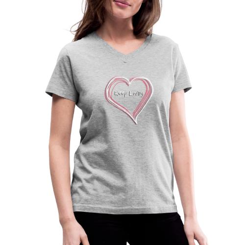 Keep Loving Hand Drawn Heart - Women's V-Neck T-Shirt