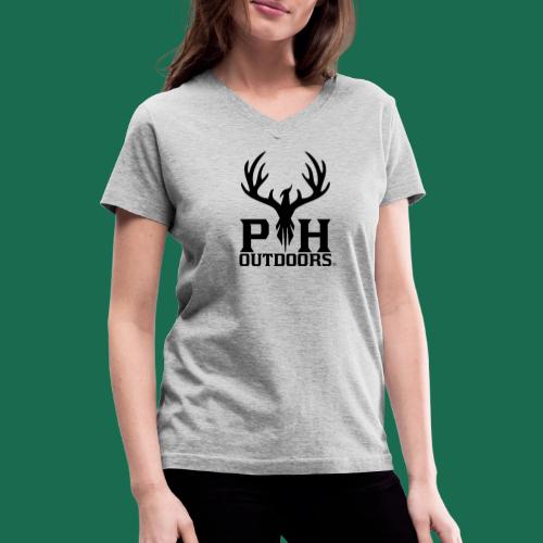 PH Outdoors® Black Logo - Women's V-Neck T-Shirt