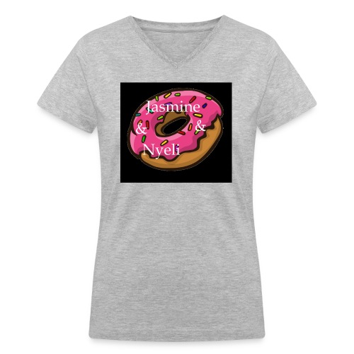 Black Donut W/ Our Channel Name - Women's V-Neck T-Shirt