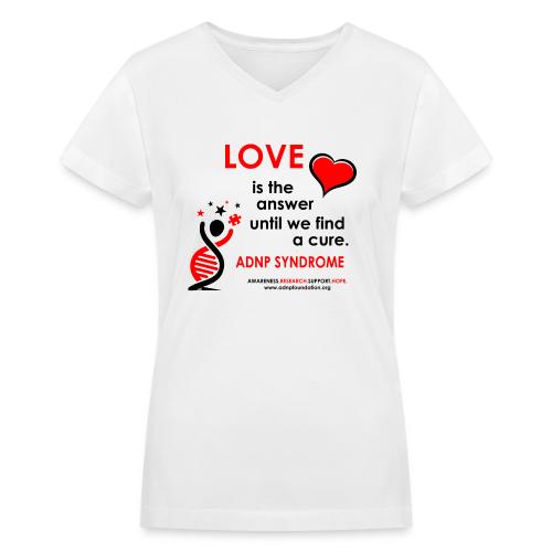 LOVE IS THE ANSWER Red and Black - Women's V-Neck T-Shirt