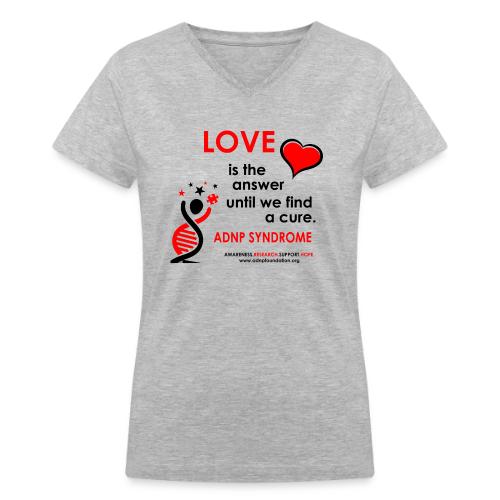 LOVE IS THE ANSWER Red and Black - Women's V-Neck T-Shirt