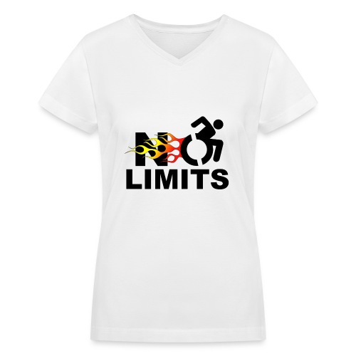 No limits for me with my wheelchair - Women's V-Neck T-Shirt