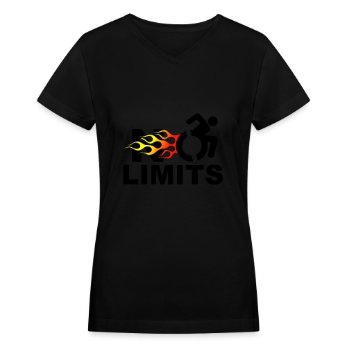 No limits for me with my wheelchair - Women's V-Neck T-Shirt