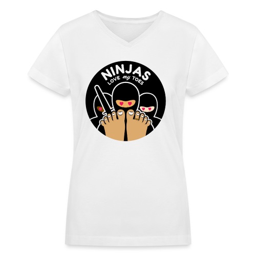 NINJAS LOVE MY TOES (caramel) - Women's V-Neck T-Shirt