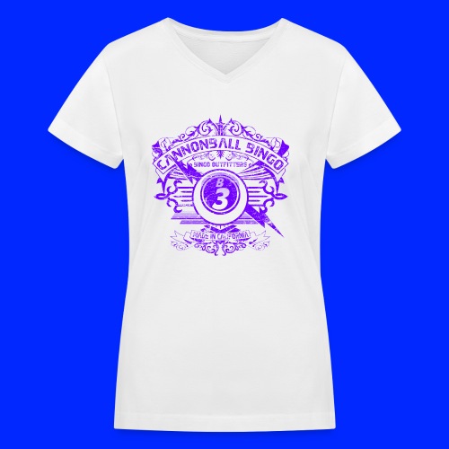 Vintage Cannonball Bingo Crest Purple - Women's V-Neck T-Shirt