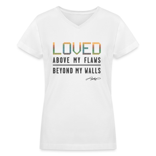 LOVED! (Multicolor) - Women's V-Neck T-Shirt