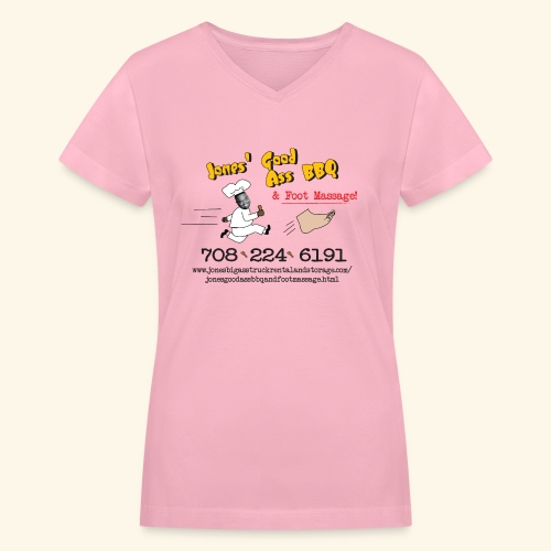 Jones Good Ass BBQ and Foot Massage logo - Women's V-Neck T-Shirt