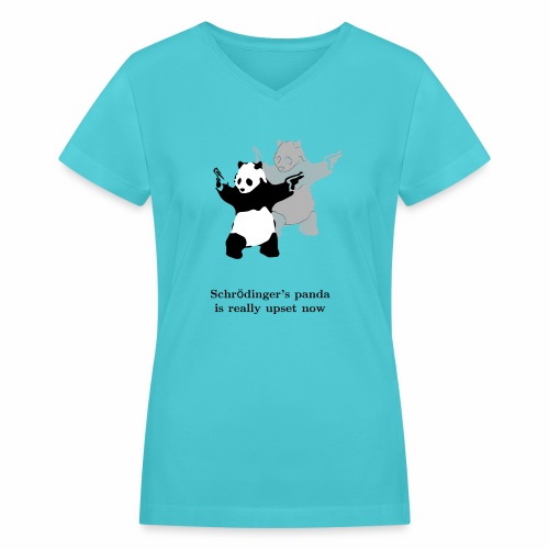 Schrödinger's panda is really upset now - Women's V-Neck T-Shirt