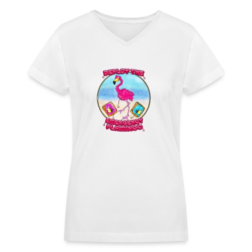 Emergency Flamingo - Women's V-Neck T-Shirt