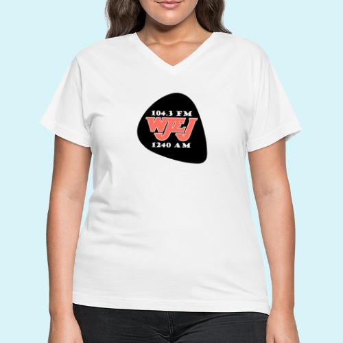 WJEJ Radio AM/FM Guitar Pic Logo - Women's V-Neck T-Shirt