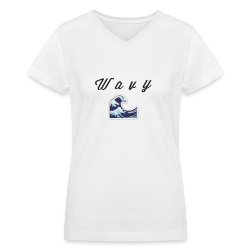 Wavy Abstract Design. - Women's V-Neck T-Shirt
