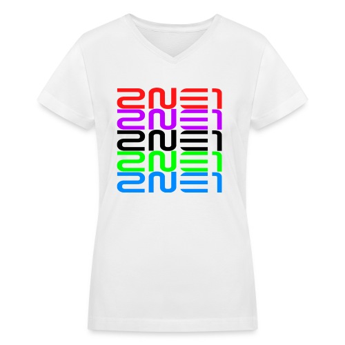 2NE1 Multicolor Logo Women's V-Neck - Women's V-Neck T-Shirt