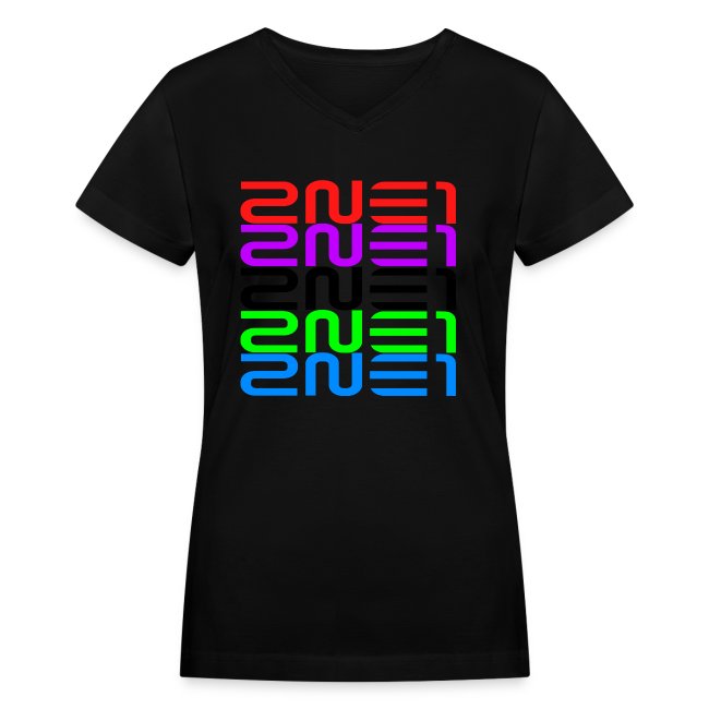 2NE1 Multicolor Logo Women's V-Neck