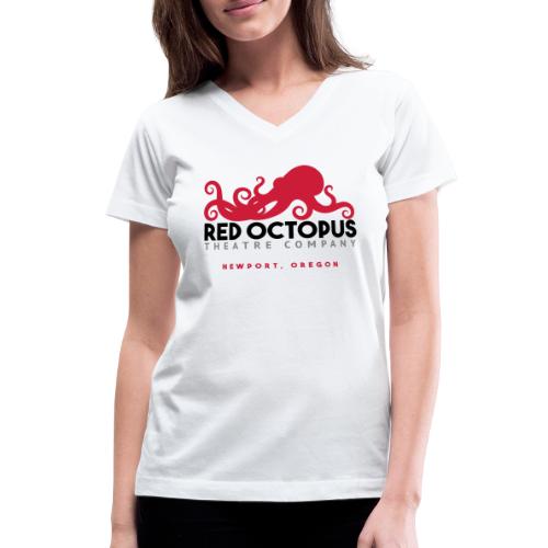 Red Octopus Faster, Funnier, Louder - Women's V-Neck T-Shirt