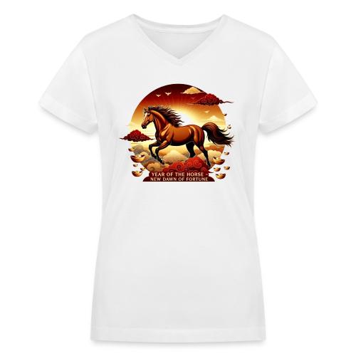 Year of the Horse Sunrise T Shirt, Lunar New Year - Women's V-Neck T-Shirt