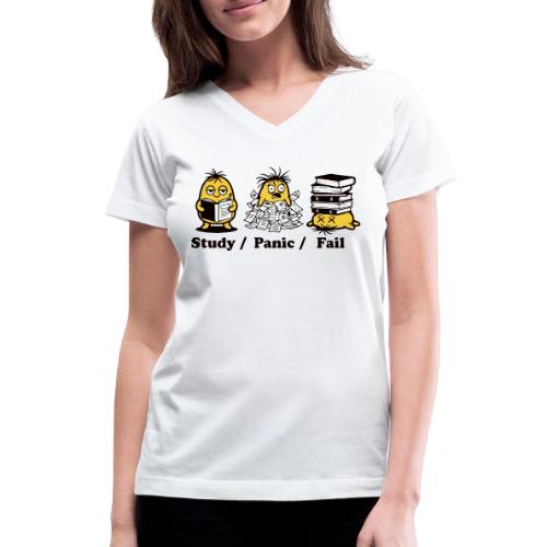 Funny Student Study Panic Fail Back To School - Women's V-Neck T-Shirt