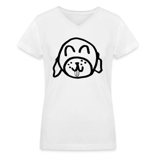 Alina Can Walk Your Dog (black outline) - Women's V-Neck T-Shirt
