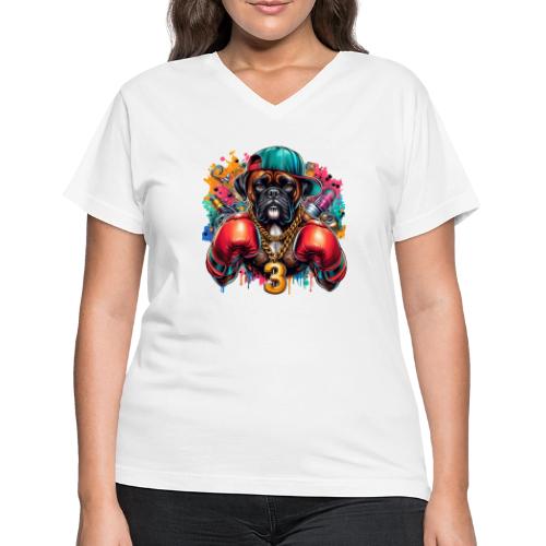 Boxer Dog Art - Women's V-Neck T-Shirt