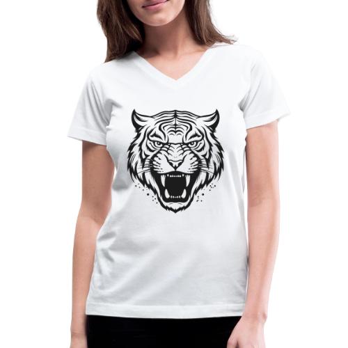 Wild Tiger Fashion, the fury of the feline tiger. - Women's V-Neck T-Shirt