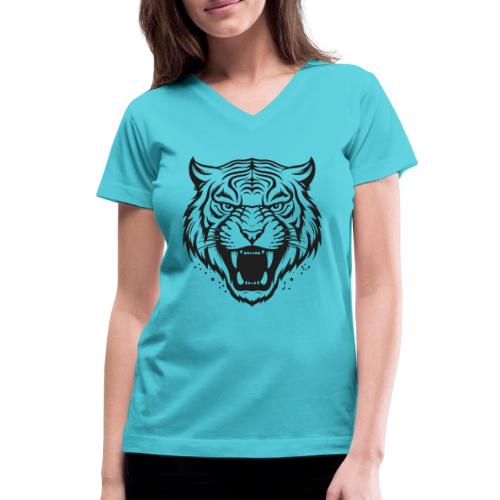 Wild Tiger Fashion, the fury of the feline tiger. - Women's V-Neck T-Shirt