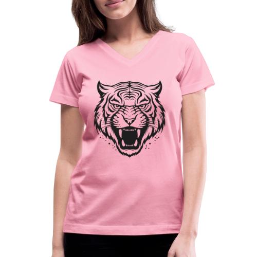 Wild Tiger Fashion, the fury of the feline tiger. - Women's V-Neck T-Shirt