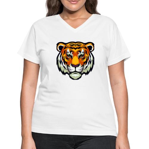 Tiger Fashion Feline Animal, Tiger Willing Success - Women's V-Neck T-Shirt