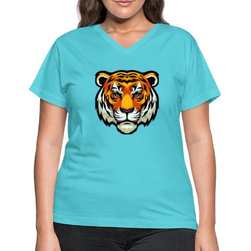 Tiger Fashion Feline Animal, Tiger Willing Success - Women's V-Neck T-Shirt
